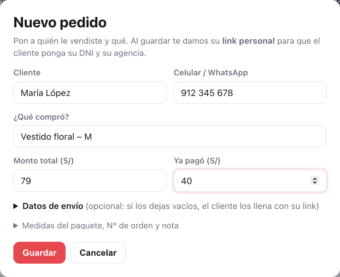 Nuevo pedido